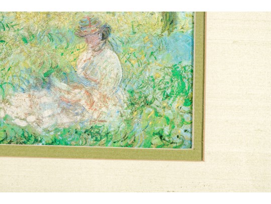 After Claude Monet, Color Print, Figure In A Verdant Landscape