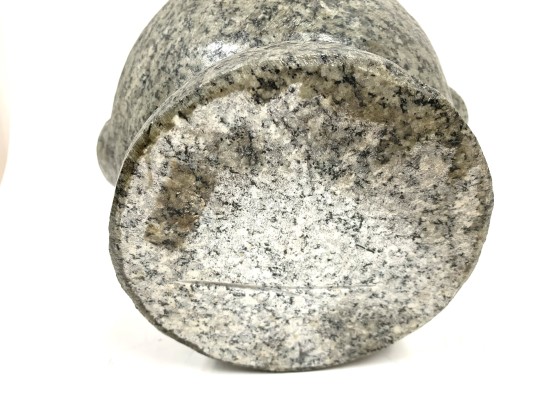 Large Handled Grey Speckled Granite Mortar And Pestle