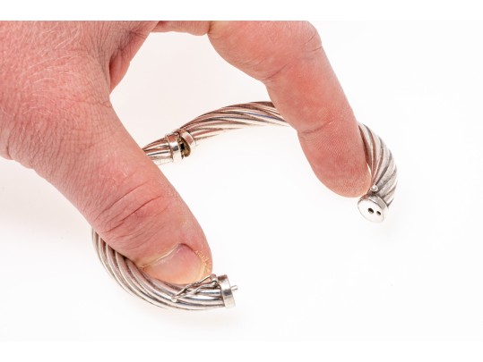 Sterling Silver Ribbed Bangle Bracelet