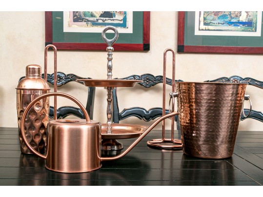 Collection Of Six Vintage Copper Items