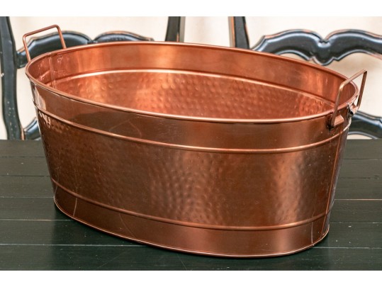 Decorative Lacquered Oval Metal Bin