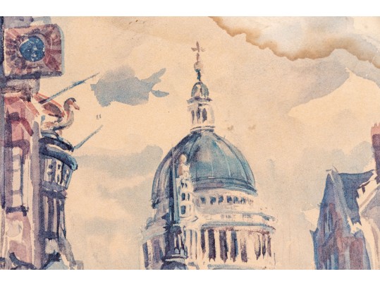 Signed Watercolor Painting, Urban Landscape, As Is