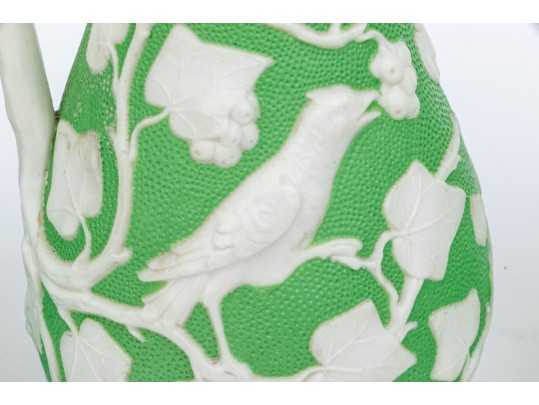 Elegant Collection Of 3 Antique, English Moulded And Glazed Ceramic Pitchers