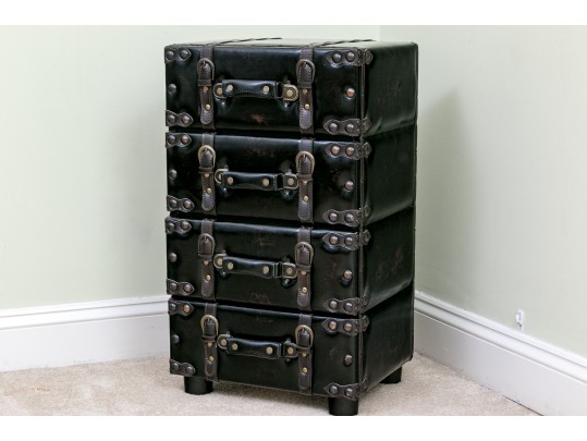 Contemporary Leather Trunk Style Cabinet