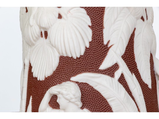 Collection Of 5 Antique, English Moulded And Glazed Stoneware Ewers, 19th C.