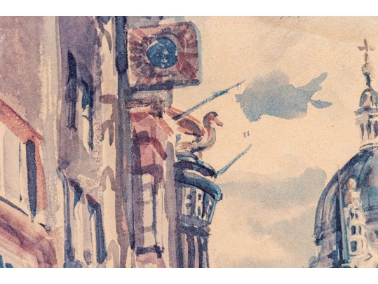 Signed Watercolor Painting, Urban Landscape, As Is