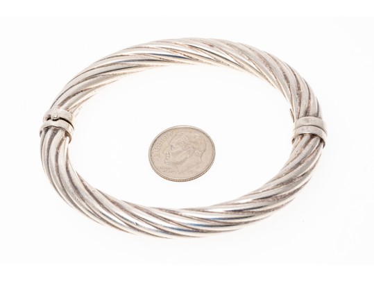 Sterling Silver Ribbed Bangle Bracelet