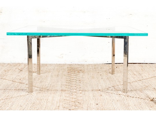 Quality Mid Century Chrome Framed Glass Top Cocktail Table 