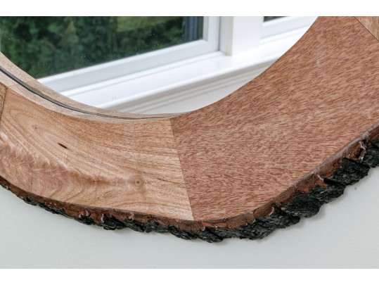 Circular Rough Hewn Wood Mirror