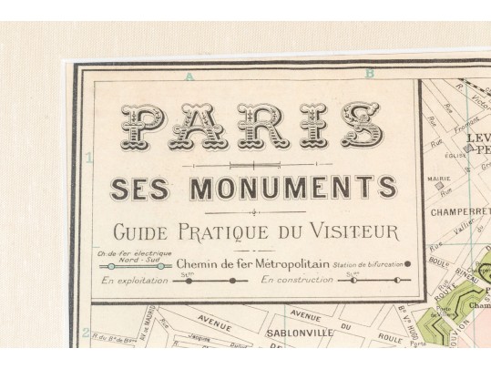 Vintage Parisian Map With Monuments