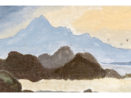 William M Locker, Oil On Board, Coastal Landscape, 1990