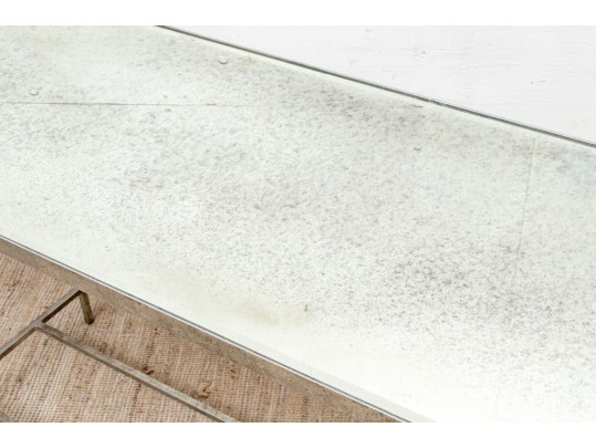 Lillian August Painted Metal Glass Top Console Table