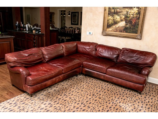 Quality Restoration Hardware Oxblood Leather Sectional