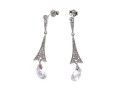 Sterling Silver Graceful Briolette Drop Pendant Earrings Set With Round Brilliant Cut CZ Stones