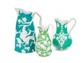 Elegant Collection Of 3 Antique, English Moulded And Glazed Ceramic Pitchers