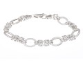 Sterling Silver Elegant Matte Finish Oval Link And Alternating Byzantine Link Bracelet