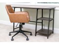 Nordik By Design Wood And Leather Desk And Leather Chair