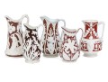 Collection Of 5 Antique, English Moulded And Glazed Stoneware Ewers, 19th C.