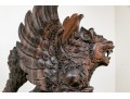Balinese Carved Wood Winged Lion Sculpture
