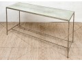 Lillian August Painted Metal Glass Top Console Table