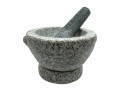 Large Handled Grey Speckled Granite Mortar And Pestle