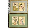 Two Framed Vintage 1920's Japanese Book-covers Professionally Matted And Framed 