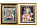 Two Gilt Framed India Painted And Gilt Figural Artworks