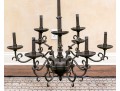 Nine Light Iron Tiered Chandelier 