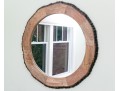 Circular Rough Hewn Wood Mirror