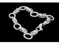 Sterling Silver Elegant Matte Finish Oval Link And Alternating Byzantine Link Bracelet