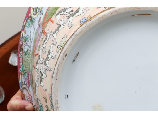 Large Chinese Famille Rose Export Porcelain Punch Centerpiece Bowl