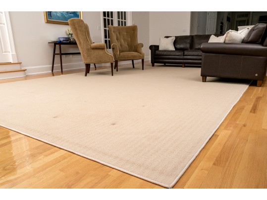 Palace Size Custom Wool Area Rug In Light Cream, 12' X 25'-8