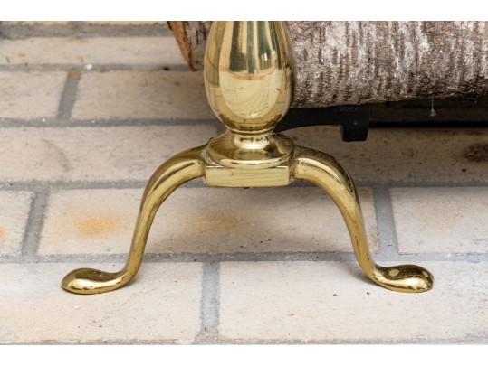 Pair Of Cannonball Brass Andirons 