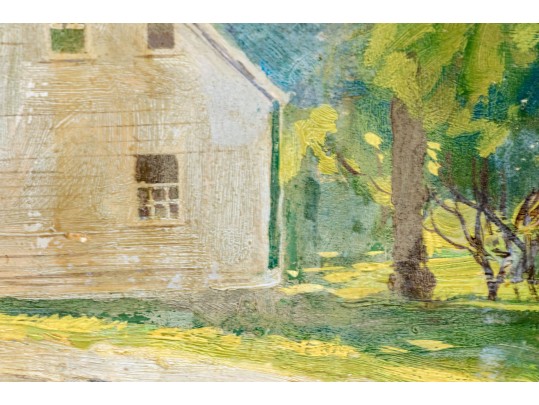 Farmhouse In The Woods, Oil On Board, Signed 