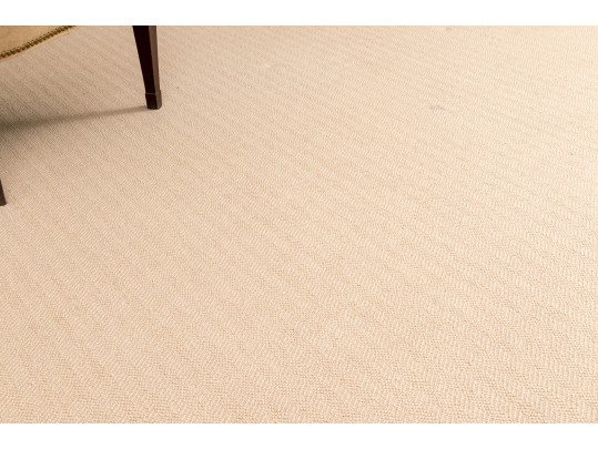 Palace Size Custom Wool Area Rug In Light Cream, 12' X 25'-8