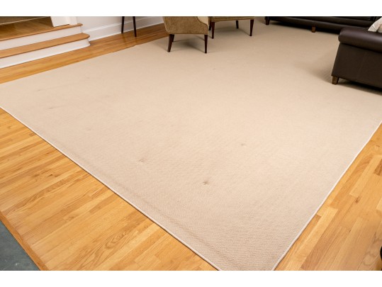 Palace Size Custom Wool Area Rug In Light Cream, 12' X 25'-8