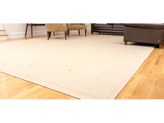 Palace Size Custom Wool Area Rug In Light Cream, 12' X 25'-8