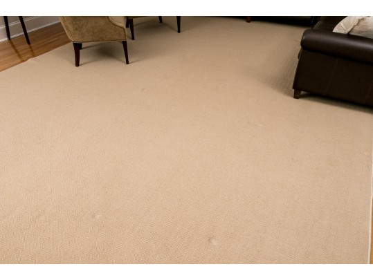 Palace Size Custom Wool Area Rug In Light Cream, 12' X 25'-8