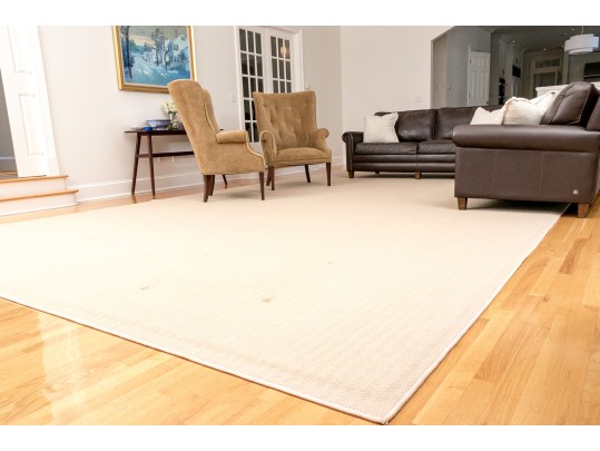 Palace Size Custom Wool Area Rug In Light Cream, 12' X 25'-8