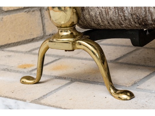 Pair Of Cannonball Brass Andirons 