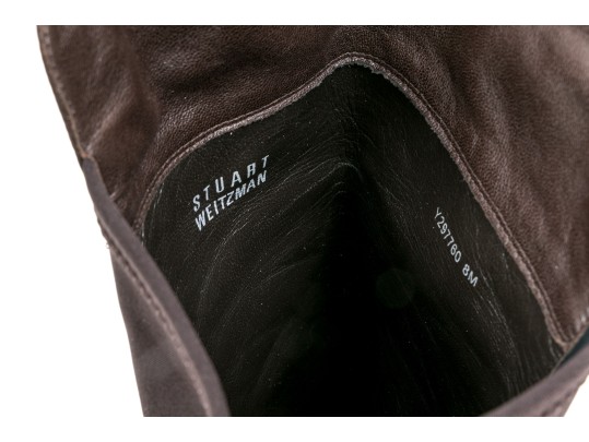Stuart Weitzman Handsome Brown Leather And Stretch Knee High Pull On Boot, Size 8M