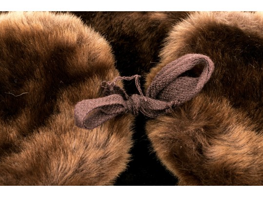 Baltic Rim Trading Company Vintage Brown Mouton Fur Trappers Hat, Size 58