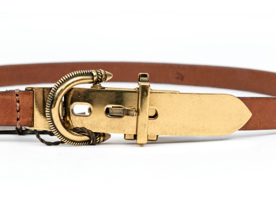 Etro Lovely Pair Of Two Narrow Belts, Leather And Snakeskin Grains
