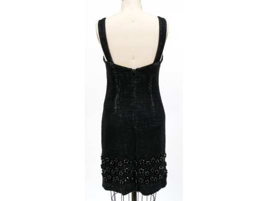 Milly Beautiful Black And Ivory Bedazzled Tank Sheath, Size 4