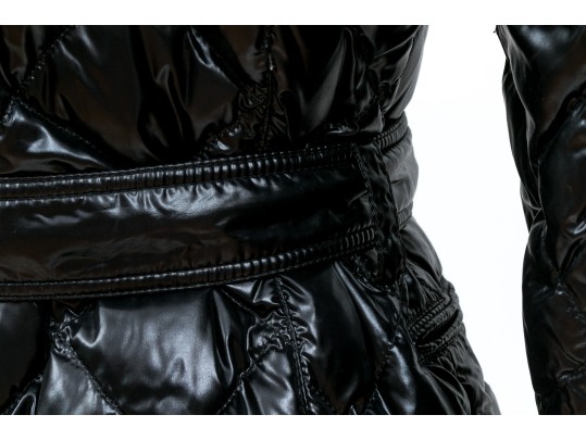 Moncler Beautiful Black Quilted Down Parka, Belted With Hood