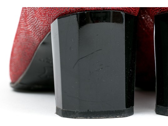 Stuart Weitzman Fun Reddish Burgundy Grained Patterned Back Zip Booties, Size 6 1/2 B