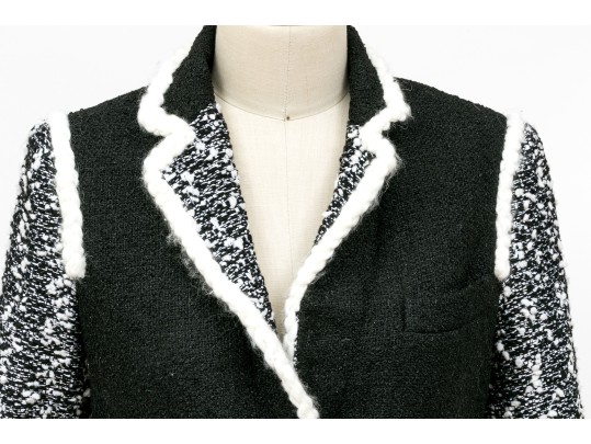 Chanel Striking Black And White Tweed Jacket, Size 36