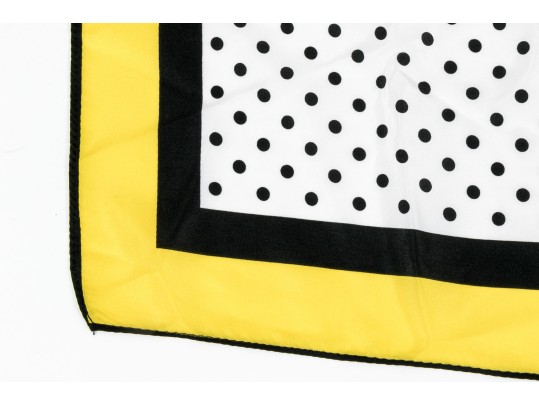 Carolina Herrera Black, Ivory And Yellow Polka Dotted Scarf