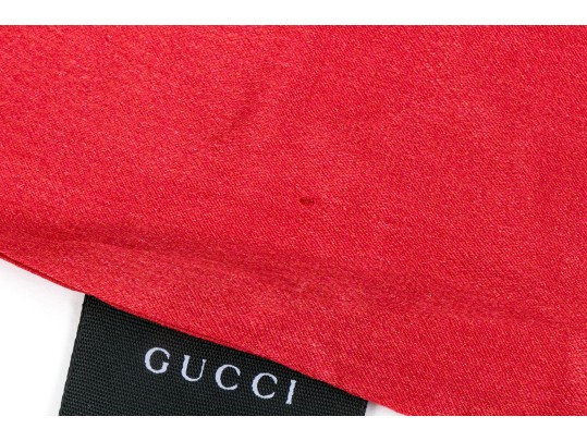 Gucci Beautiful Red Silk Ultra Long, Narrow Scarf And/or Belt
