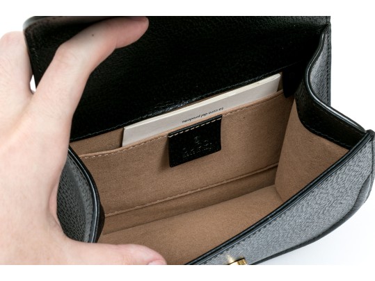 Gucci Stunning Black Leather Linnea Butterfly Bedazzled Clutch Bag